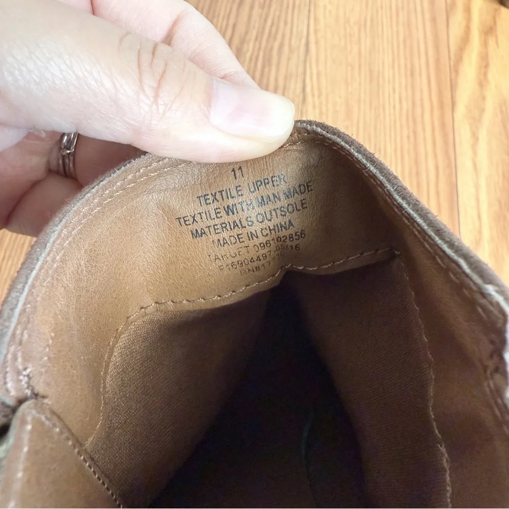 Merona Brown Faux Suede Ankle Booties with Tassel Detail